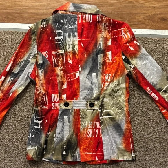 Gabrilla Molinari NWOT Women's 6 Multicolor Blazer Button Up Sleeves Never Worn - Picture 11 of 12